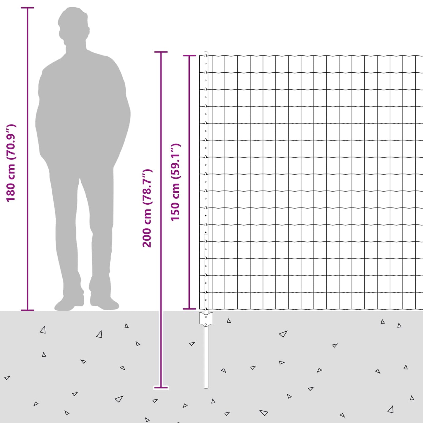 Zaun und Pfosten Silber 1,5 x 10 m Stahl