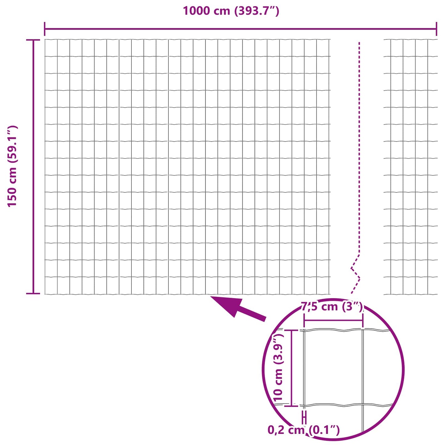 Zaun und Pfosten Silber 1,5 x 10 m Stahl