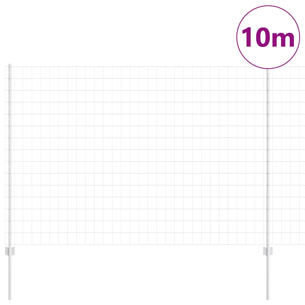 Zaun mit Pfosten Silber 1.5 x 10 m Stahl