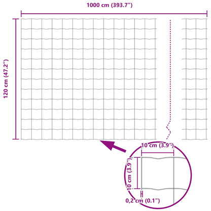 Zaun und Pfosten Silber 1,2 x 10 m Stahl