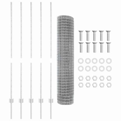 Zaun mit Pfosten Silber 1.4 x 10 m Stahl