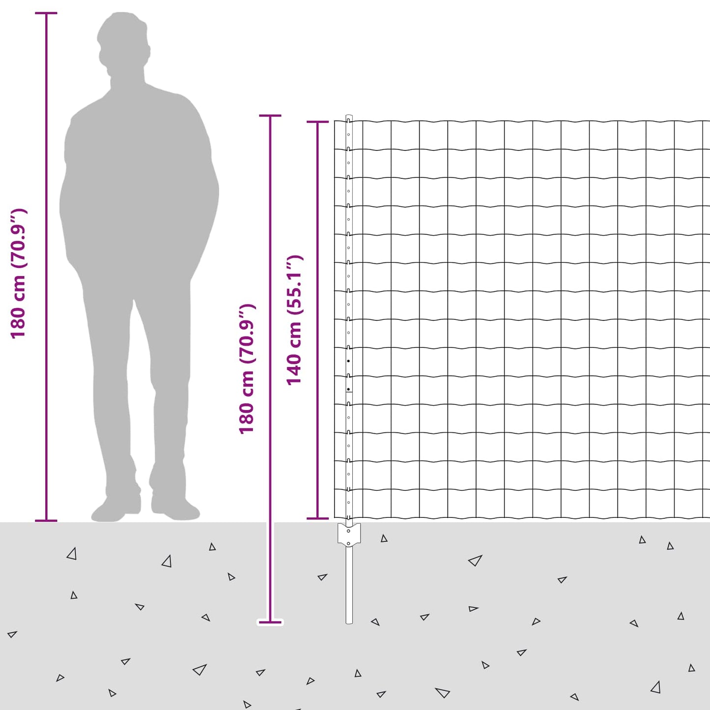Zaun und Pfosten Silber 1,4 x 10 m Stahl