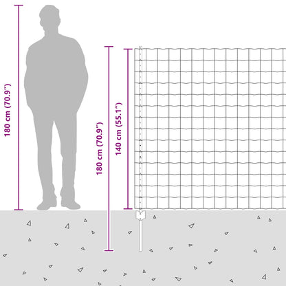 Zaun und Pfosten Silber 1,4 x 10 m Stahl
