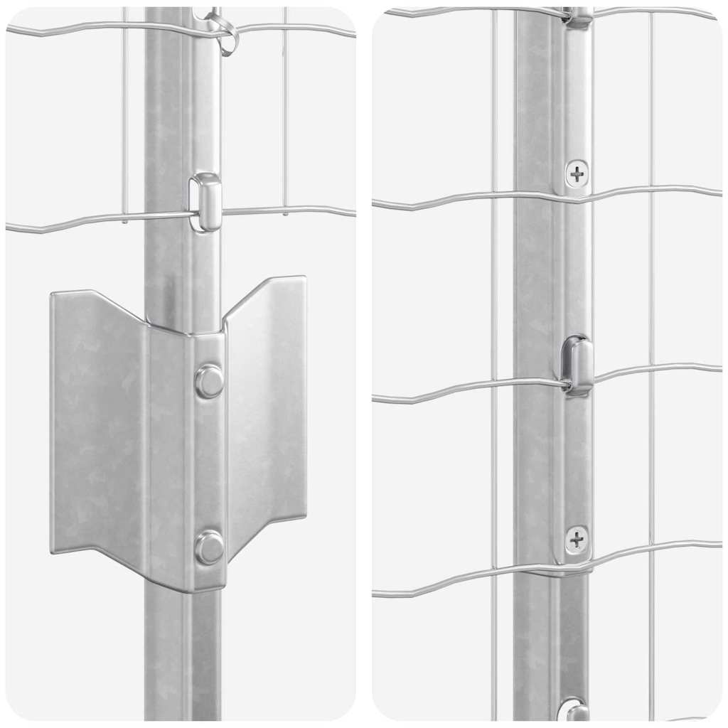 Zaun mit Pfosten Silber 1.5 x 10 m Stahl