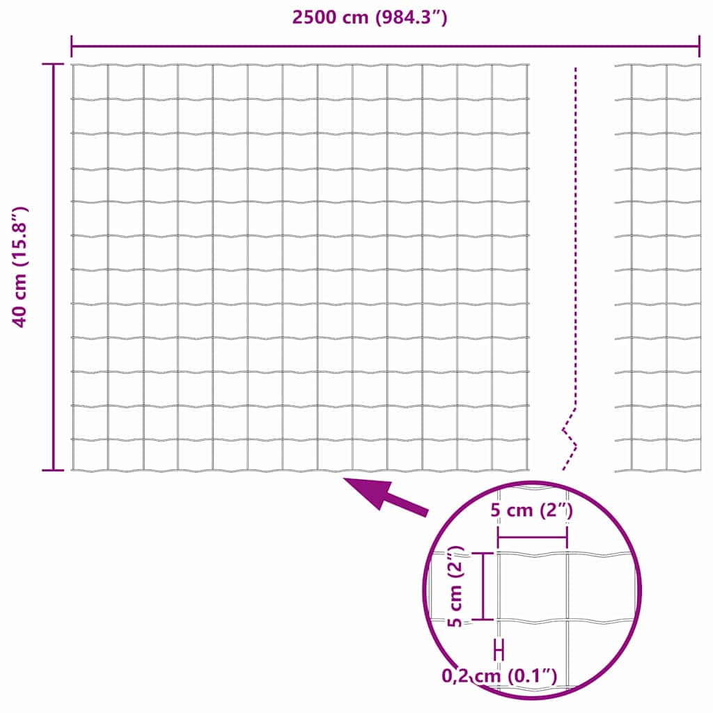 Zaun und Pfosten Silber 0,4 x 25 m Stahl