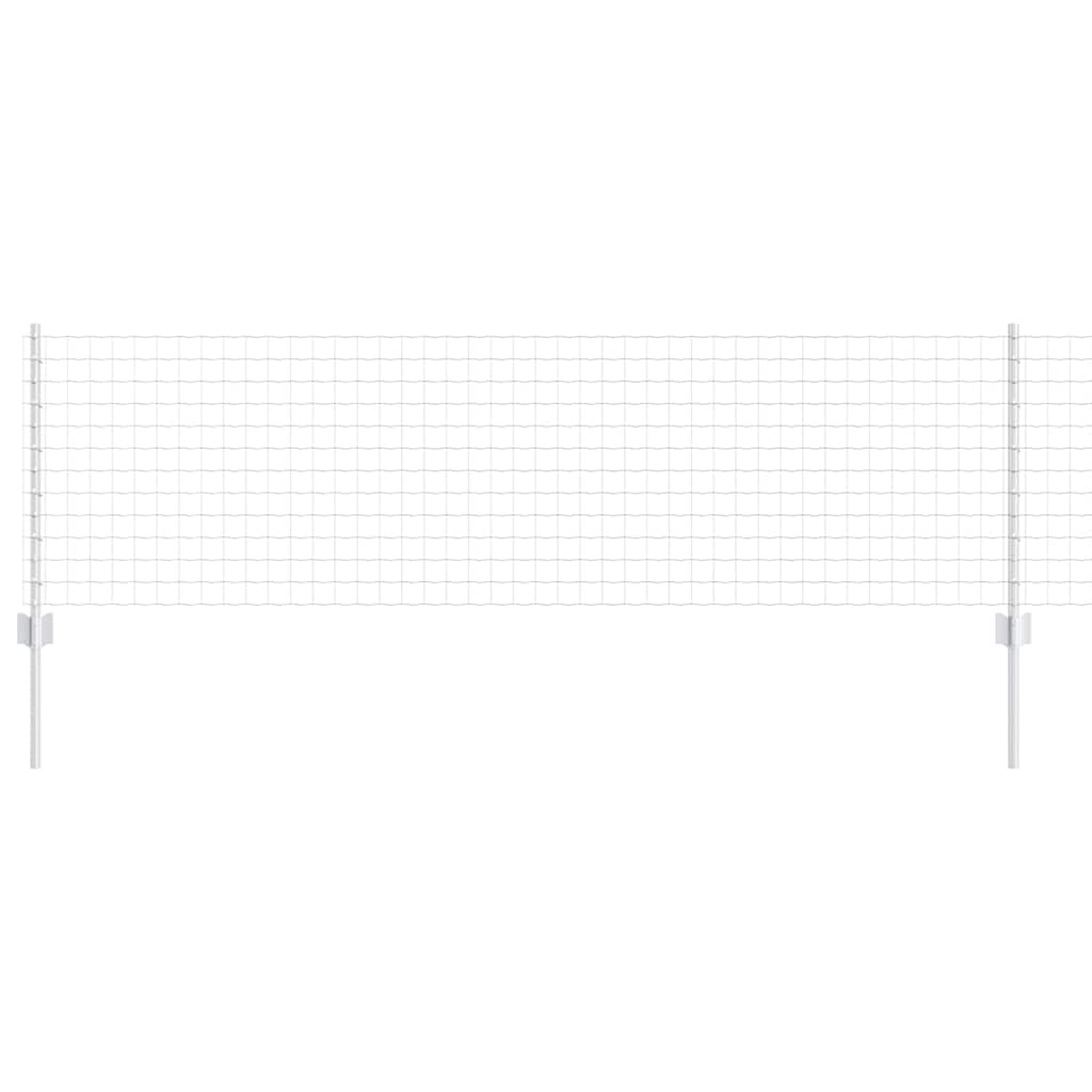 Zaun mit Pfosten Silber 0,6 x 25 m Stahl