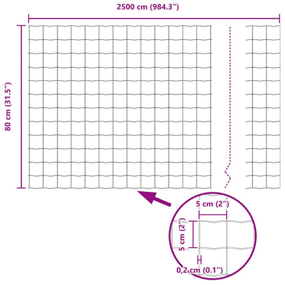 Zaun und Pfosten Silber 0,8 x 25 m Stahl
