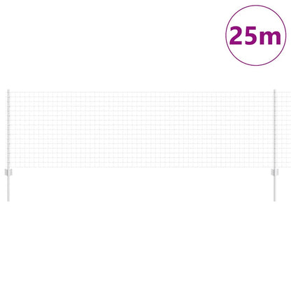 Zaun mit Pfosten Silber 0.8 x 25 m Stahl