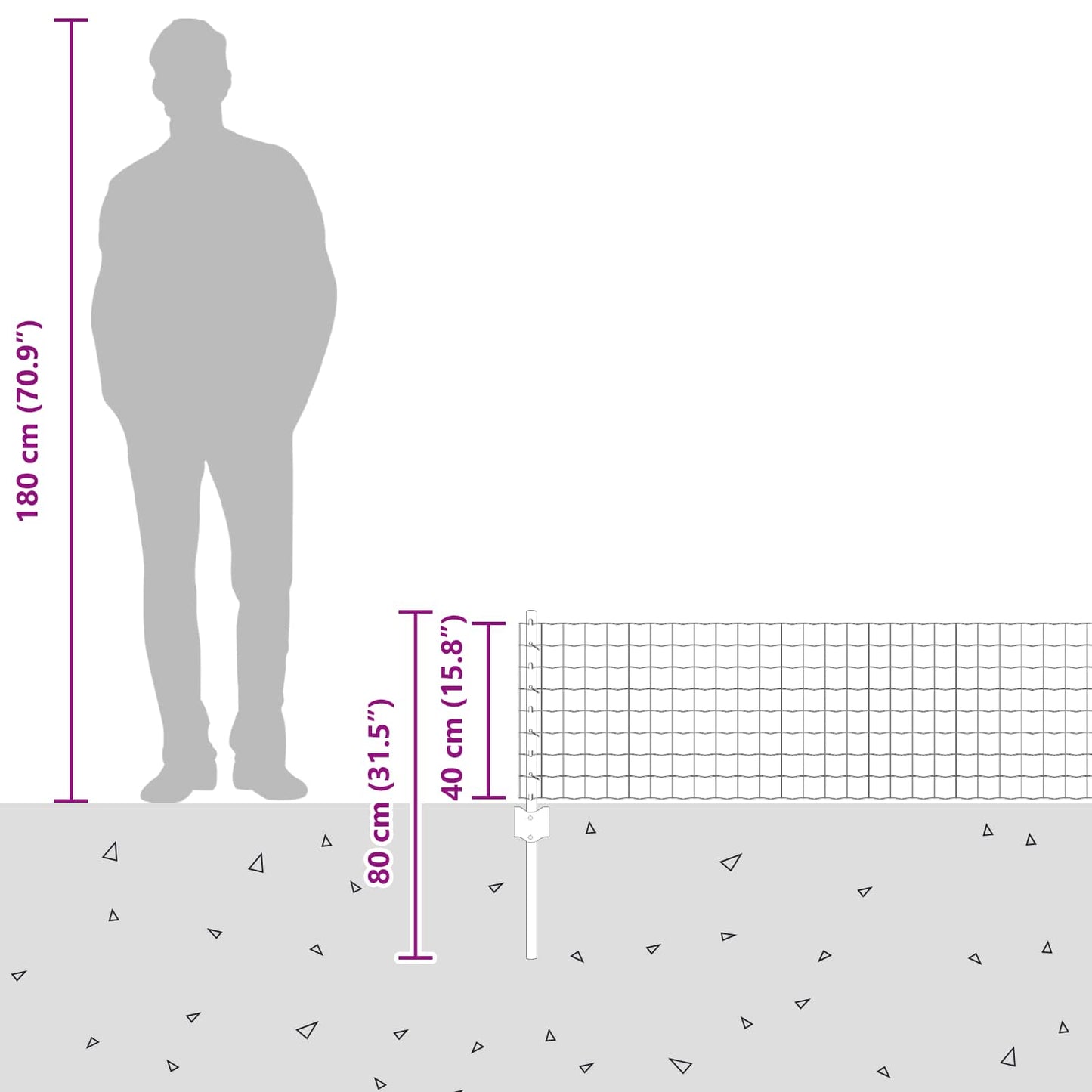 Zaun und Pfosten Silber 0,4 x 25 m Stahl