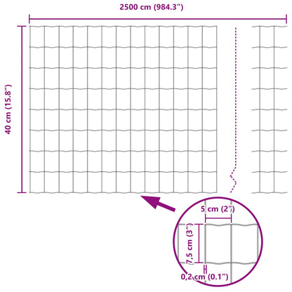 Zaun und Pfosten Silber 0,4 x 25 m Stahl