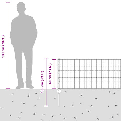 Zaun und Pfosten Silber 0,6 x 25 m Stahl