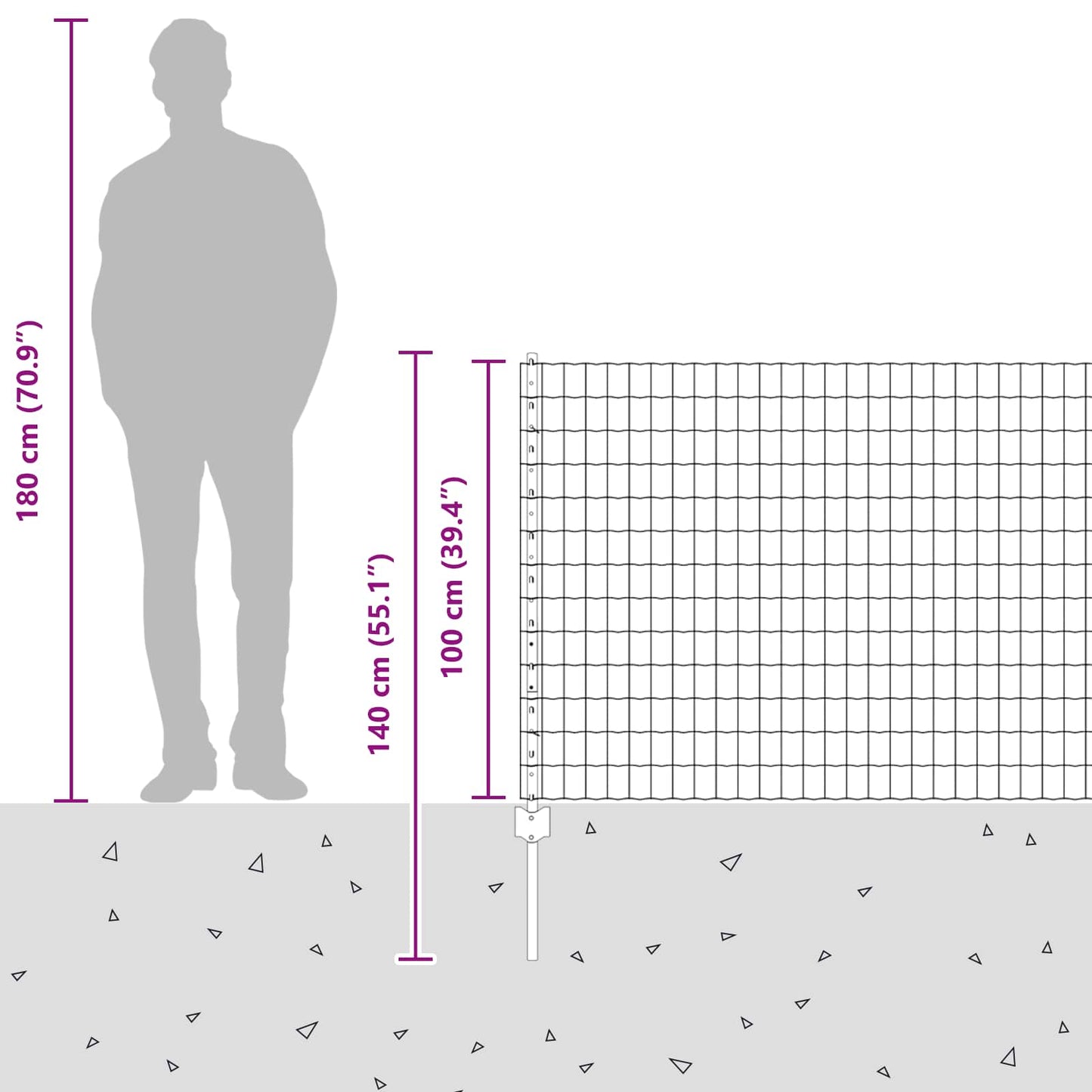 Zaun und Pfosten Silber 1 x 25 m Stahl