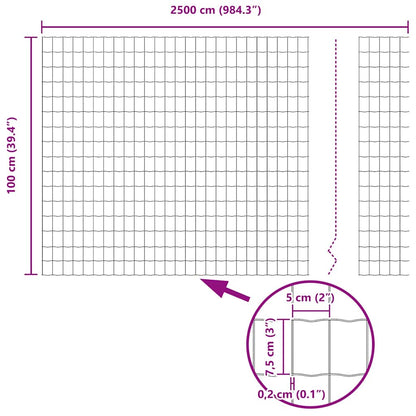 Zaun und Pfosten Silber 1 x 25 m Stahl