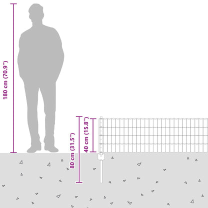 Zaun und Pfosten Silber 0,4 x 25 m Stahl