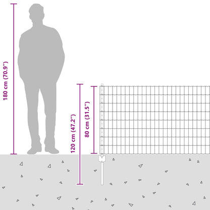 Zaun und Pfosten Silber 0,8 x 25 m Stahl