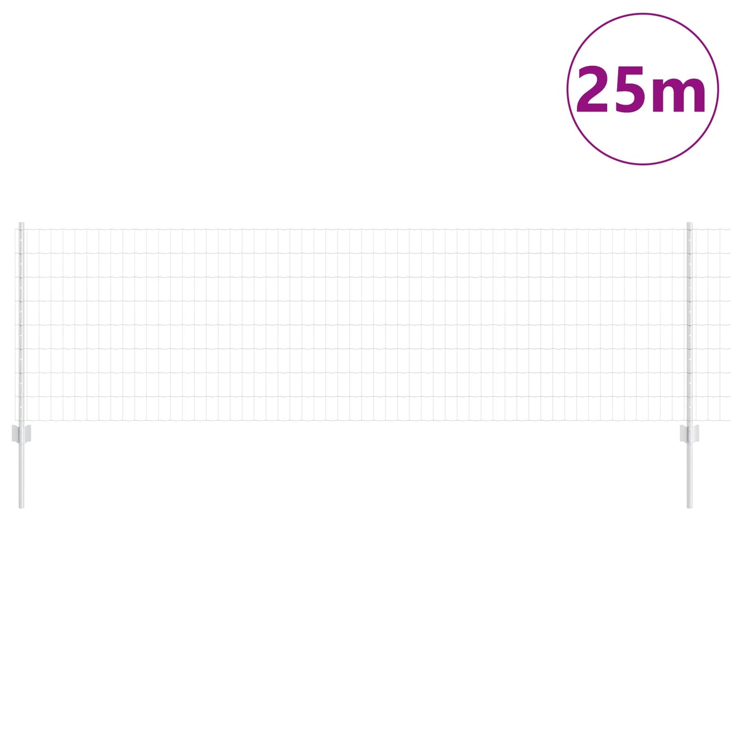 Zaun und Pfosten Silber 0,8 x 25 m Stahl