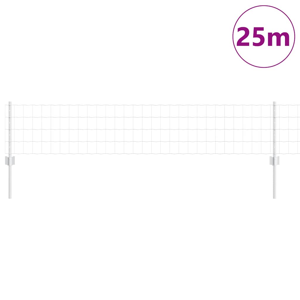 Zaun mit Pfosten Silber 0,4 x 25 m Stahl