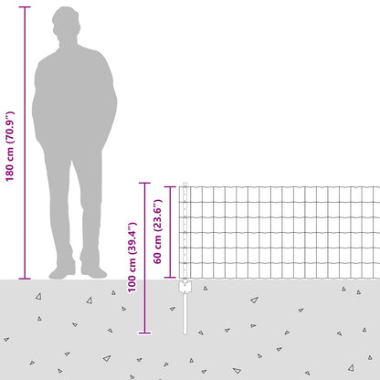 Zaun und Pfosten Silber 0,6 x 25 m Stahl