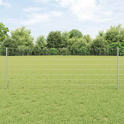 Zaun mit Pfosten Silber 0.8 x 25 m Stahl