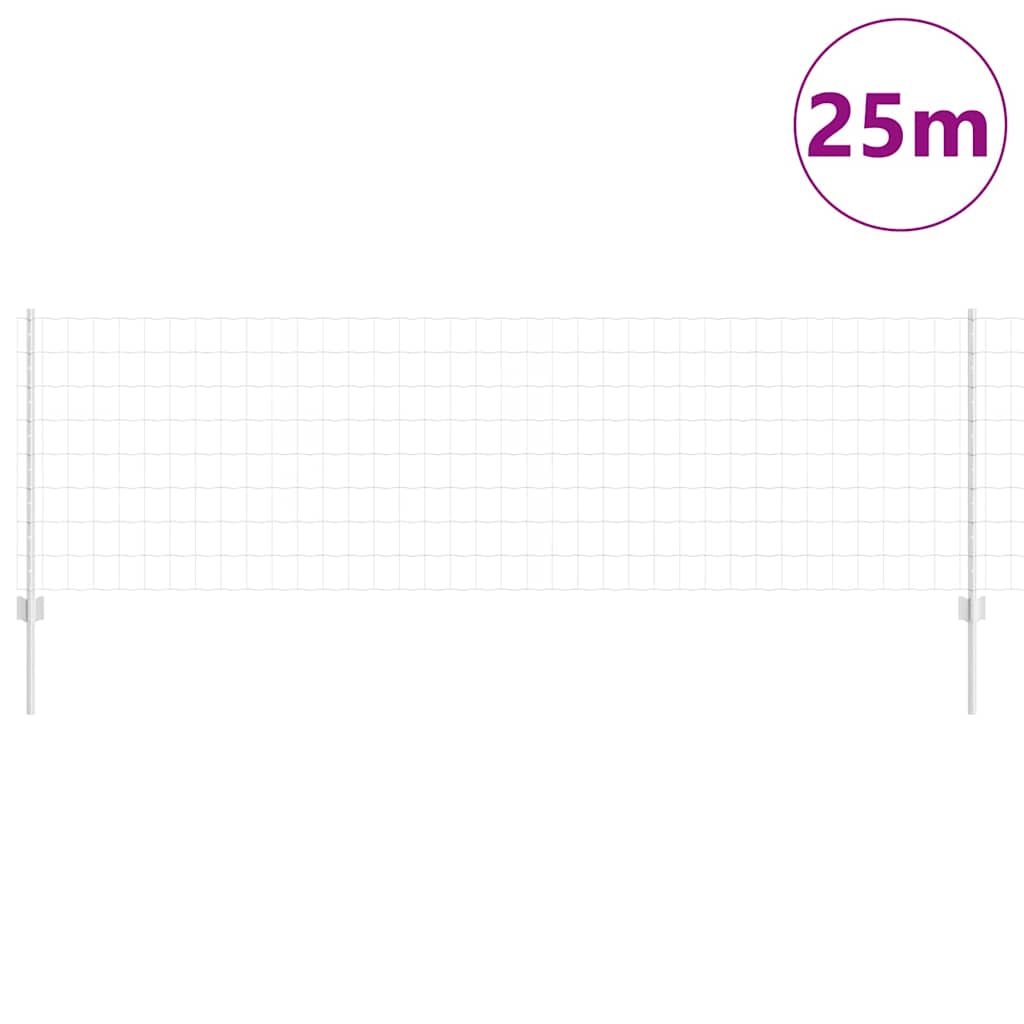 Zaun mit Pfosten Silber 0.8 x 25 m Stahl