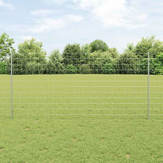Zaun mit Pfosten Silber 1.2 x 25 m Stahl