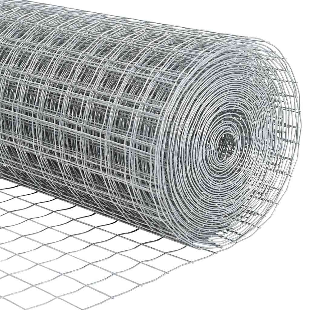 Zaun mit Pfosten Silber 0,6 x 25 m Stahl