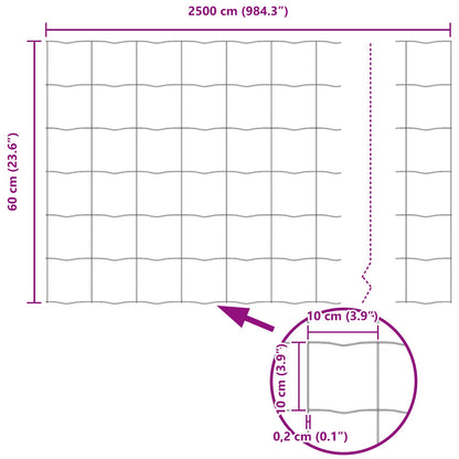Zaun und Pfosten Silber 0,6 x 25 m Stahl