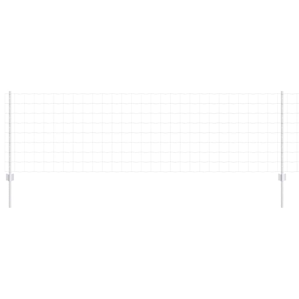 Zaun mit Pfosten Silber 0.8 x 25 m Stahl
