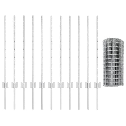 Zaun mit Pfosten Silber 0.8 x 25 m Stahl