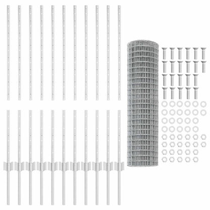 Zaun mit Pfosten Silber 1 x 25 m Stahl