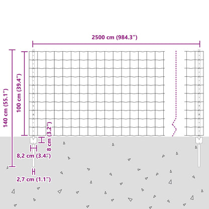 Zaun und Pfosten Silber 1 x 25 m Stahl