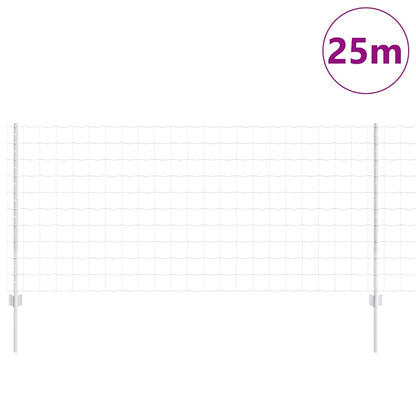 Zaun mit Pfosten Silber 1 x 25 m Stahl