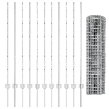 Zaun mit Pfosten Silber 1.2 x 25 m Stahl