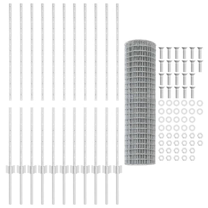 Zaun mit Pfosten Silber 1.2 x 25 m Stahl