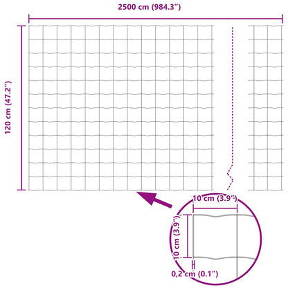 Zaun und Pfosten Silber 1,2 x 25 m Stahl