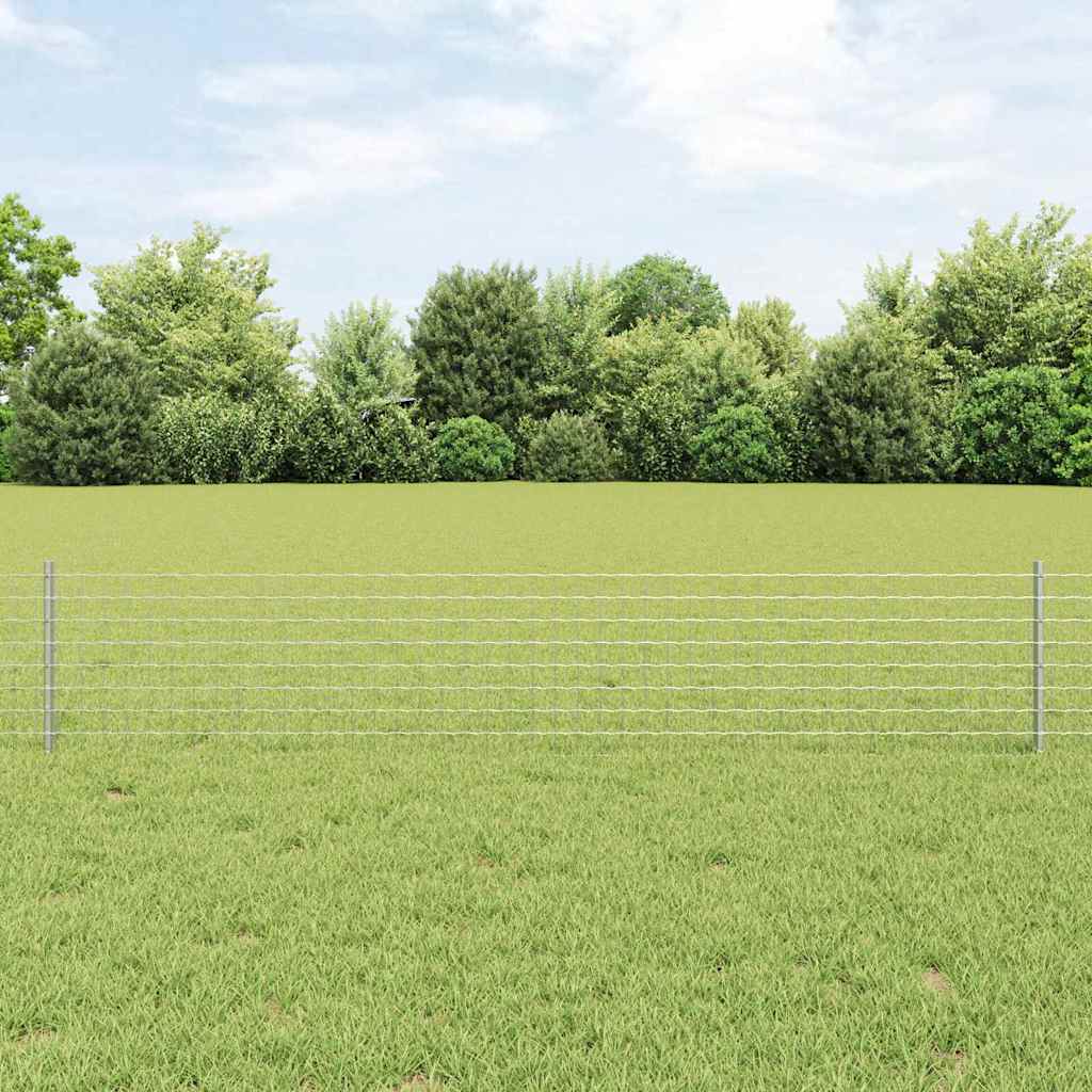 Zaun mit Pfosten Silber 0.4 x 50 m Stahl