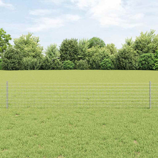 Zaun mit Pfosten Silber 0.4 x 50 m Stahl