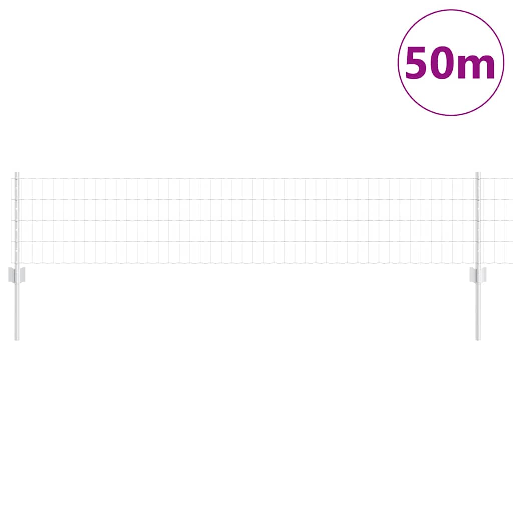Zaun mit Pfosten Silber 0.4 x 50 m Stahl