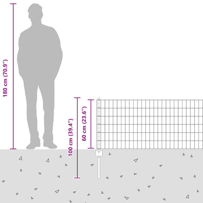 Zaun und Pfosten Silber 0,6 x 50 m Stahl