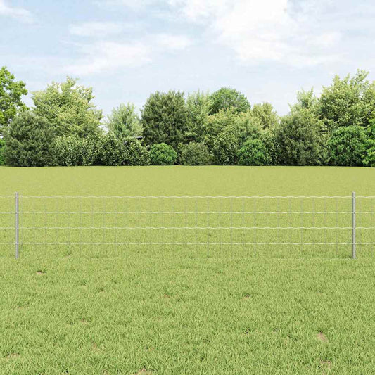 Zaun mit Pfosten Silber 0.4 x 50 m Stahl