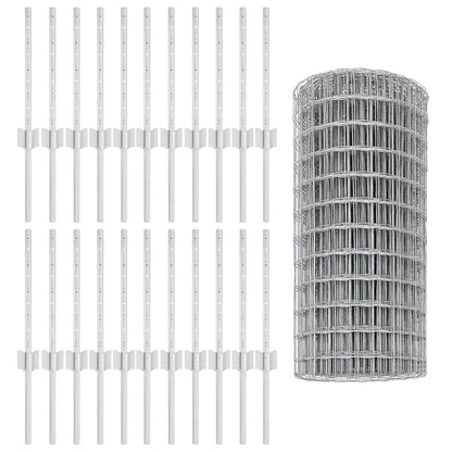 Zaun mit Pfosten Silber 0.4 x 50 m Stahl