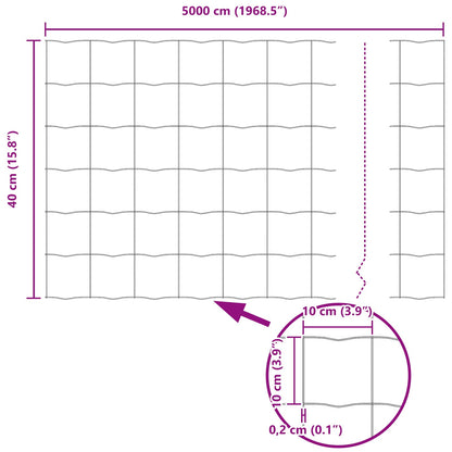 Zaun und Pfosten Silber 0,4 x 50 m Stahl