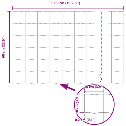 Zaun und Pfosten Silber 0,6 x 50 m Stahl