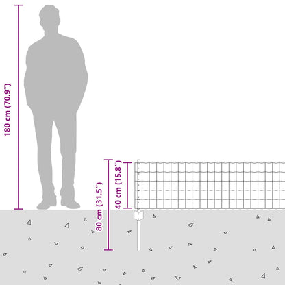 Zaun und Pfosten Silber 0,4 x 10 m Stahl
