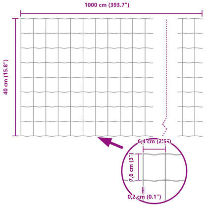 Zaun und Pfosten Silber 0,4 x 10 m Stahl