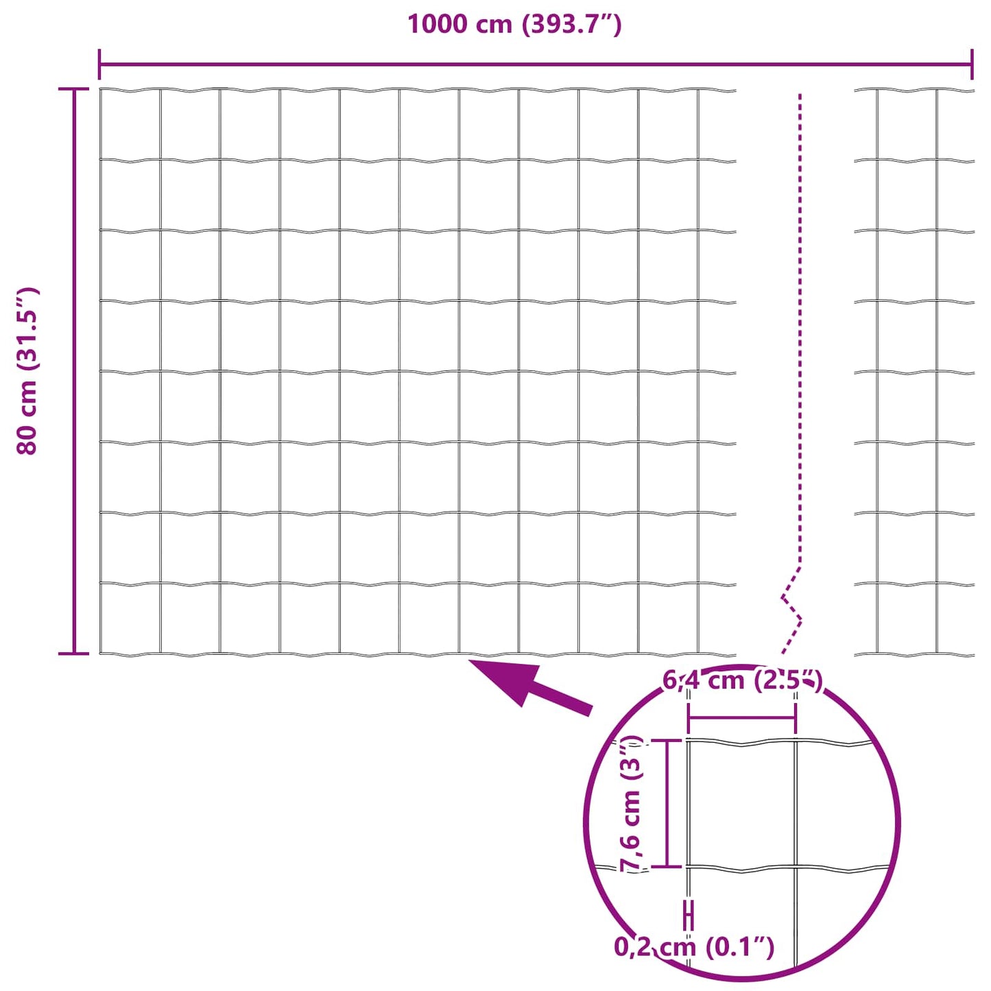 Zaun und Pfosten Silber 0,8 x 10 m Stahl