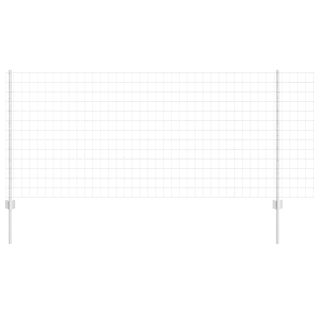 Zaun mit Pfosten Silber 1 x 10 m Stahl