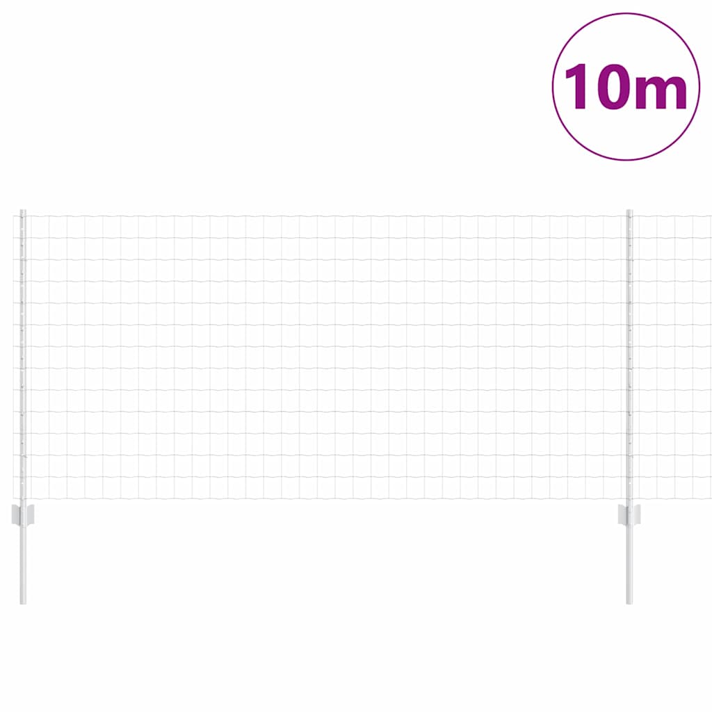 Zaun mit Pfosten Silber 1 x 10 m Stahl