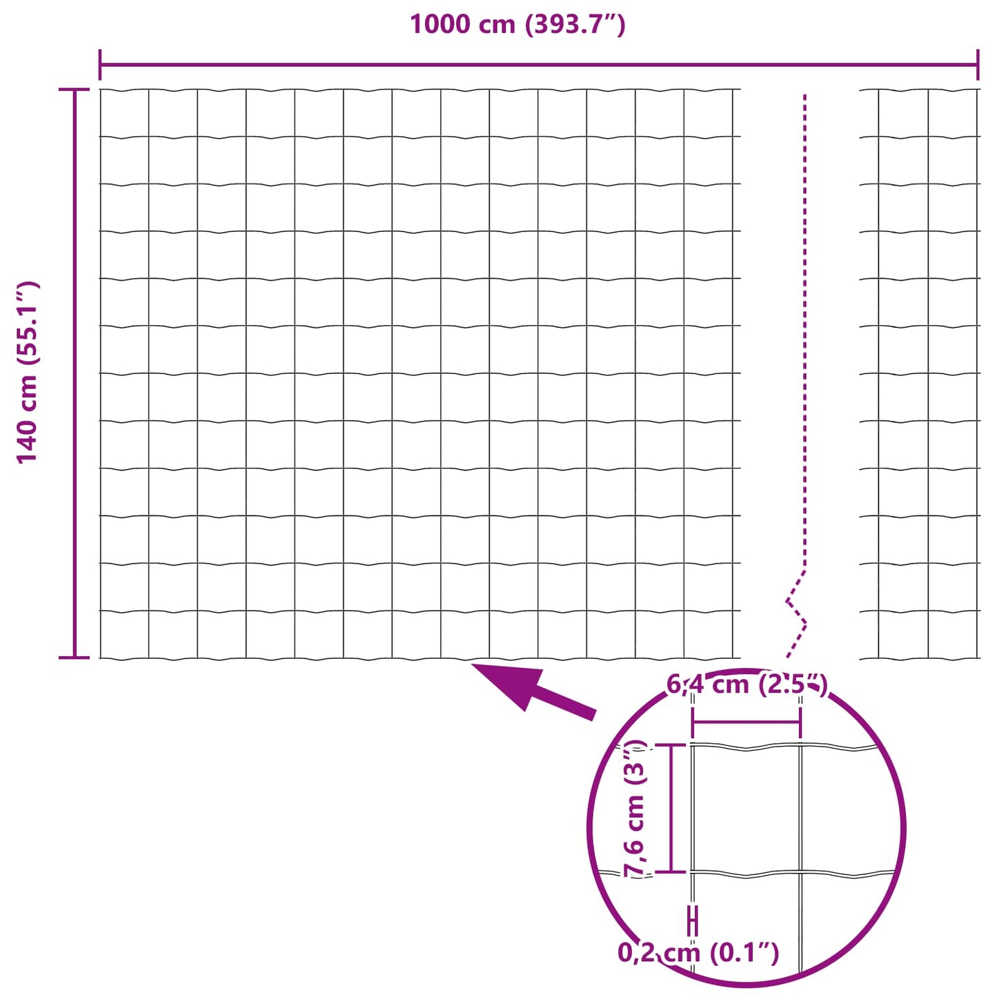 Zaun und Pfosten Silber 1,4 x 10 m Stahl