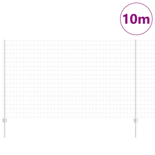 Zaun und Pfosten Silber 1,4 x 10 m Stahl